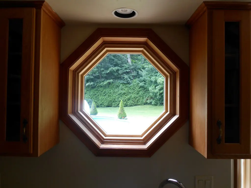 hexagonal wood window